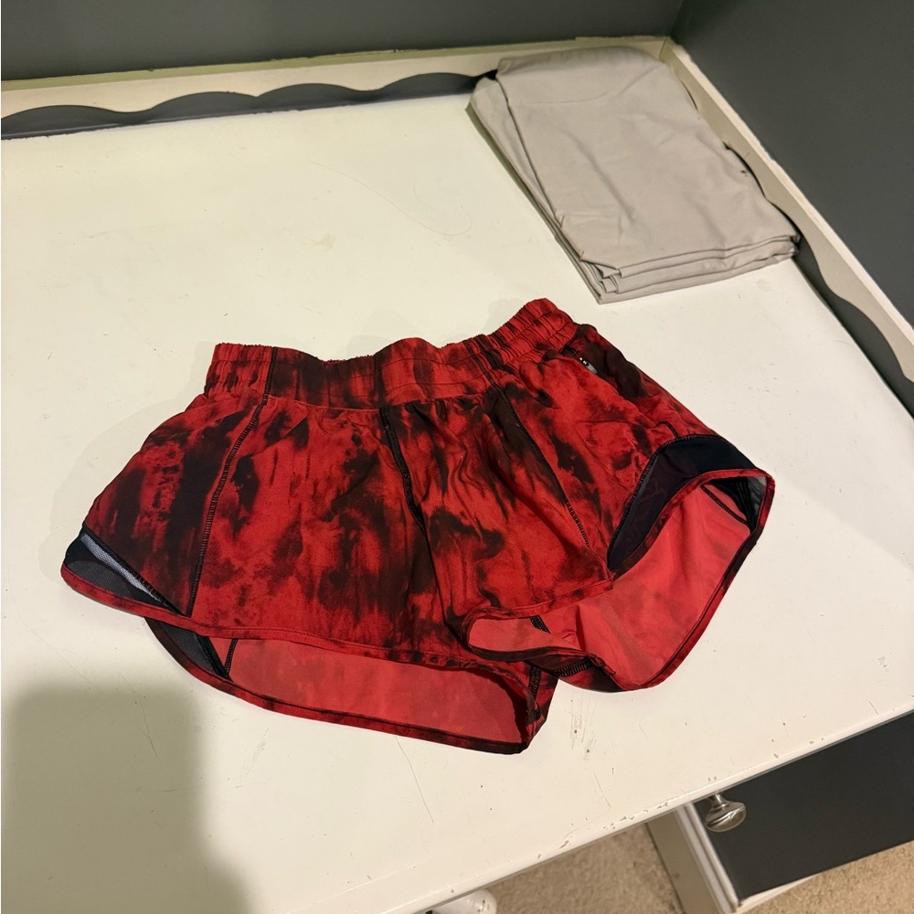 lululemon athletica Red Tie-Dye Athletic Shorts